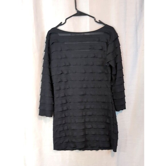 Max Studio Women's LARGE Sheath Dress Black Tiered Ruffle Layers Whimsygoth - Picture 11 of 12